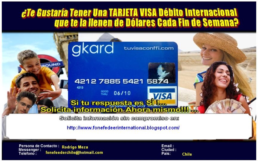 Foto Genera dinero desde casa - llamadas a todo el mundo - obtén tu tarjeta debito visa internacional
